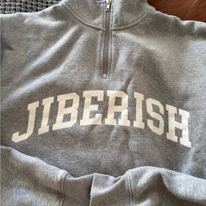 Gray Sweatshirt JIBERISH Quarter-Zip Style